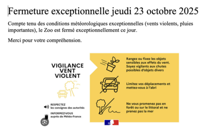 Fermeture exceptionnelle