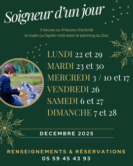 Soigneur d'un jour en décembre. Réservez !